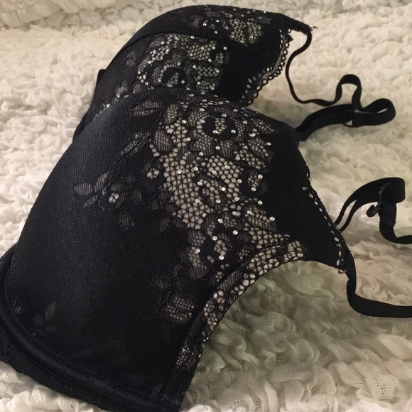 Beyond Sexy Black Lace & Rhinestones Bra - Picture 3 of 10